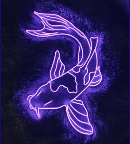 Koi Fish Neon Sign Custom Japanese Neon Signs Gaming Room Home Bedroom Art Wall Decor Led Fish Neon Sign Koi Lover Gift