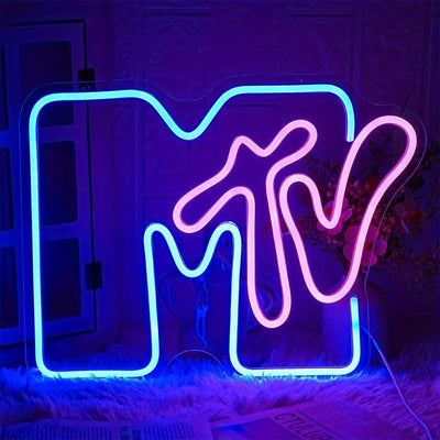 Neon Sign LED Wall Hanging Light, USB Powered, Plastic, Music Television Decor for Bedroom, Bar, Restaurant