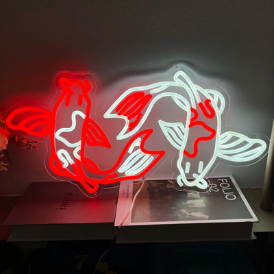 Koi Fish Neon Sign Custom Japanese Neon Signs Gaming Room Home Bedroom Art Wall Decor Led Fish Neon Sign Koi Lover Gift