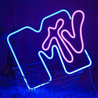 Neon Sign LED Wall Hanging Light, USB Powered, Plastic, Music Television Decor for Bedroom, Bar, Restaurant