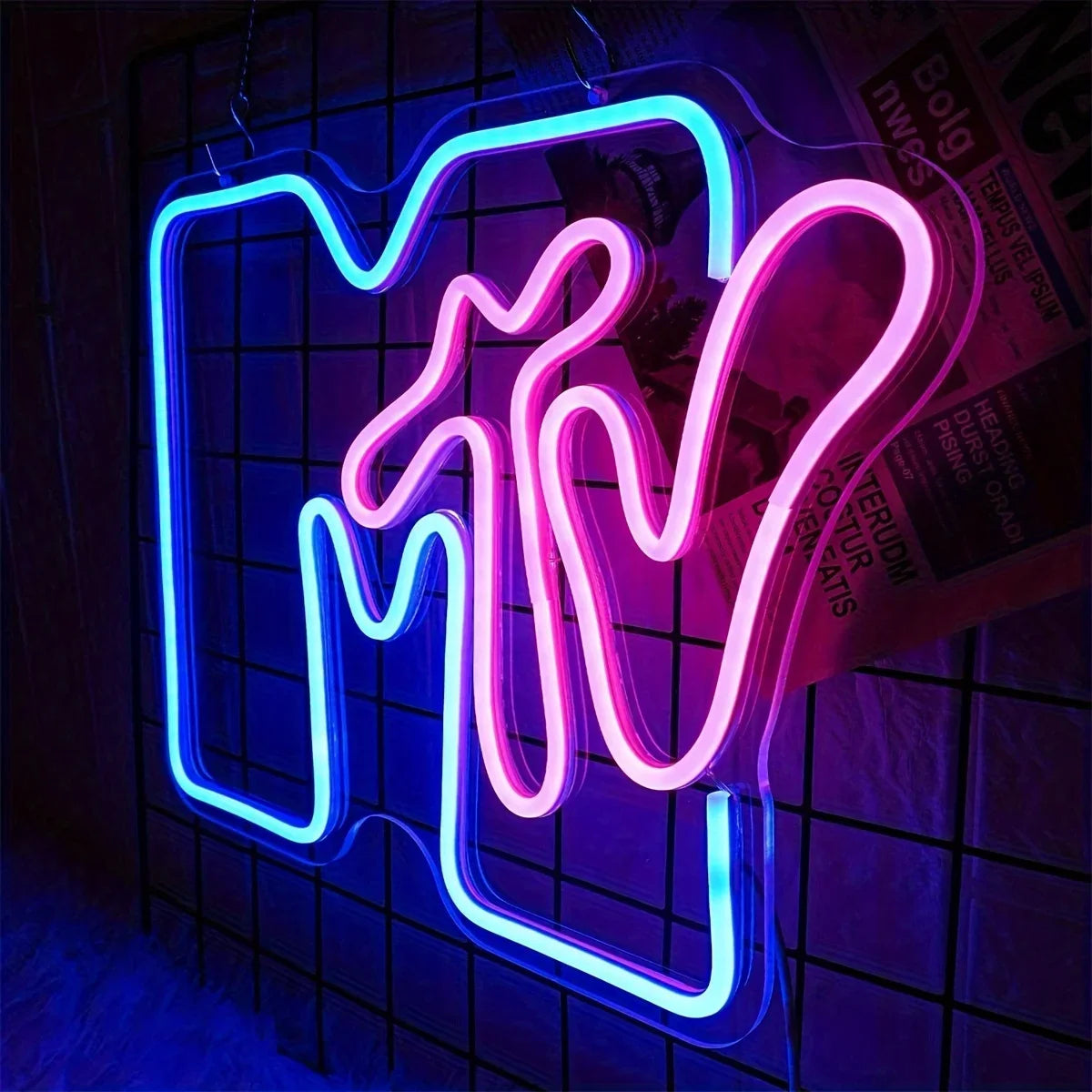 Neon Sign LED Wall Hanging Light, USB Powered, Plastic, Music Television Decor for Bedroom, Bar, Restaurant