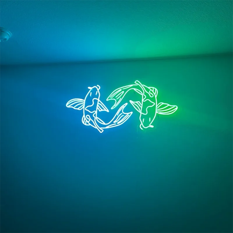 Koi Fish Neon Sign Custom Japanese Neon Signs Gaming Room Home Bedroom Art Wall Decor Led Fish Neon Sign Koi Lover Gift