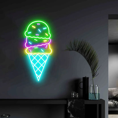 Ice Cream Neon Sign Custom Bedroom  Home Ice Cream Wall  Neon Lights Decor