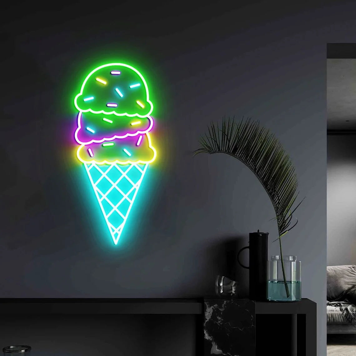 Ice Cream Neon Sign Custom Bedroom  Home Ice Cream Wall  Neon Lights Decor