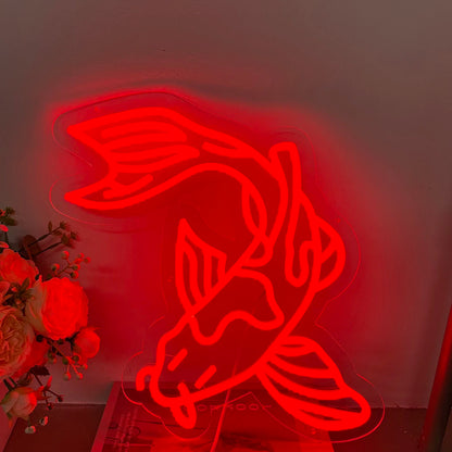 Koi Fish Neon Sign Custom Japanese Neon Signs Gaming Room Home Bedroom Art Wall Decor Led Fish Neon Sign Koi Lover Gift