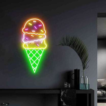 Ice Cream Neon Sign Custom Bedroom  Home Ice Cream Wall  Neon Lights Decor