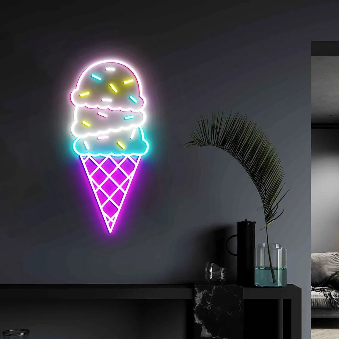 Ice Cream Neon Sign Custom Bedroom  Home Ice Cream Wall  Neon Lights Decor