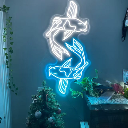 Koi Fish Neon Sign Custom Japanese Neon Signs Gaming Room Home Bedroom Art Wall Decor Led Fish Neon Sign Koi Lover Gift