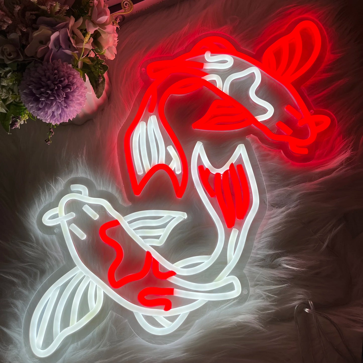 Koi Fish Neon Sign Custom Japanese Neon Signs Gaming Room Home Bedroom Art Wall Decor Led Fish Neon Sign Koi Lover Gift