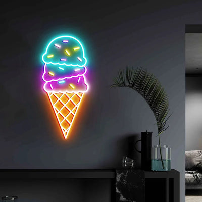 Ice Cream Neon Sign Custom Bedroom  Home Ice Cream Wall  Neon Lights Decor